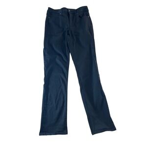 Lands End Womens Black Slim Straight Leg Pants Mid Rise Stretch 5-Pocket 28x30
